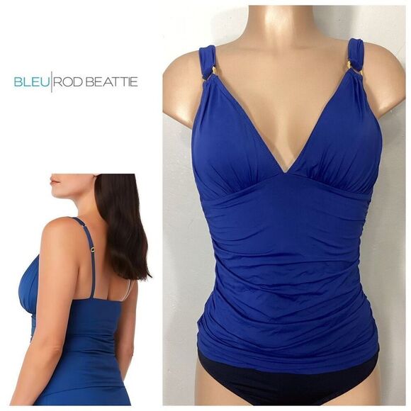 New. Bleu Rod Beattie v-neck navy tankini top. Size 4. Retails $91 - Picture 1 of 8